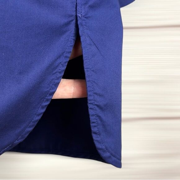 COS Royal Blue Cotton Sateen Blouse Oversized Top Smocked Bell Sleeves US 2 - Picture 9 of 16